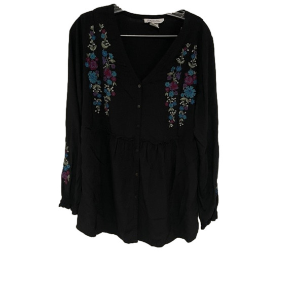 VINTAGE Fresco Floral Emroidered Blouse - Picture 1 of 7